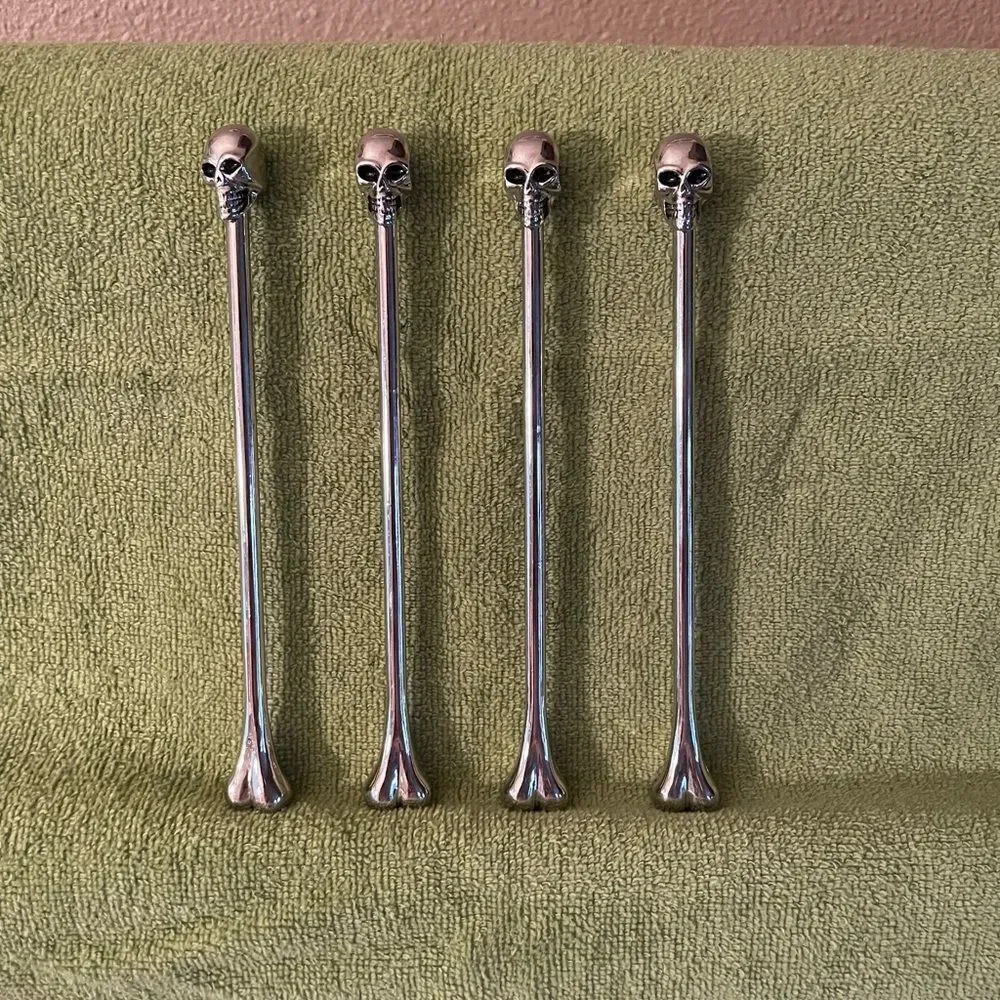 Pottery Barn Skull Bone Metal Stir Sticks set of 4